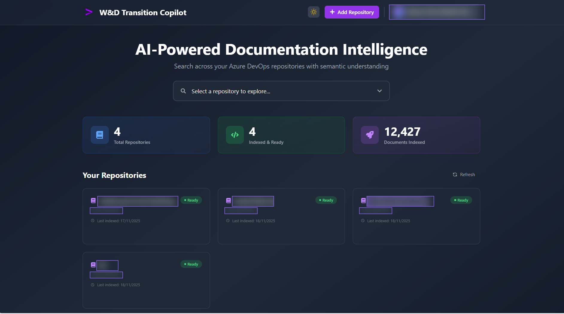 CodeWiki Bot — AI-Powered Documentation Intelligence dashboard